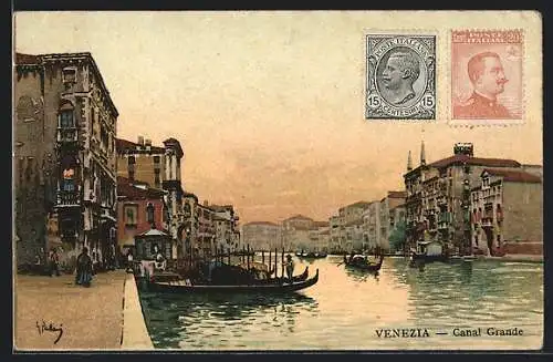 Künstler-AK Venezia, Canal Grande