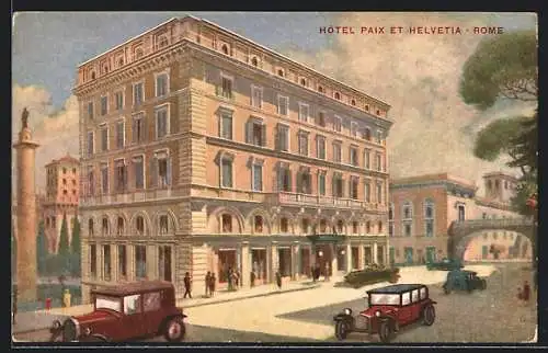 Künstler-AK Rome, Hôtel Paix et Helvetia