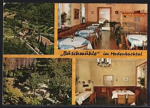 AK Landau / Pfalz, Gasthaus Buschmühle im Modenbachtal, Innenansichten u. Umgebung