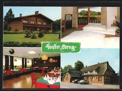 AK Sage-Haast /Grossenkneten, Gasthaus Haaster Krug, Aussenansichten, Speisesaal u. Zimmer