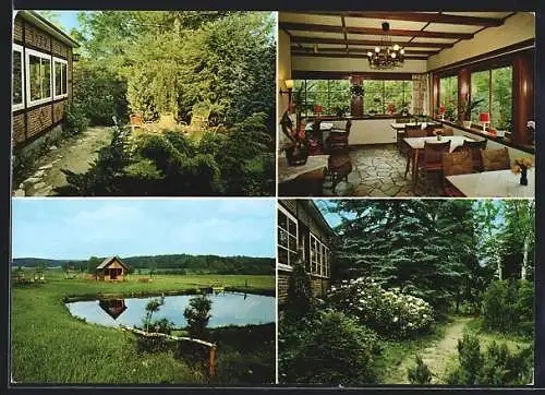 AK Göhrde-Dübbekold, Gasthaus Wald-Pension Schönblick, Ansichten v. Speisesaal u. Landschaft