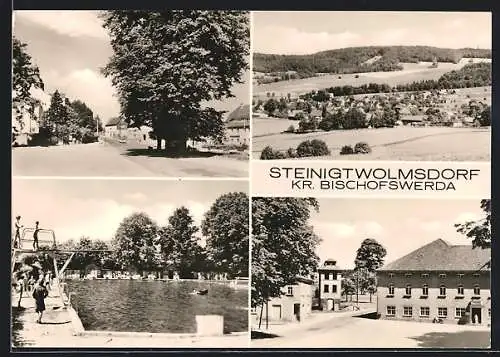 AK Steinigtwolmsdorf, Ortsansichten u. Freibad