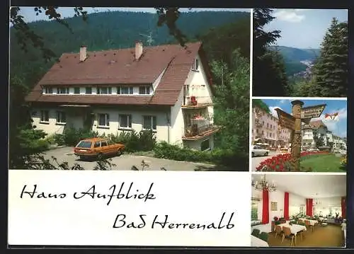 AK Bad Herrenalb, Gasthaus Aufblick, Ansichten v. Speisesaal u. Landschaft