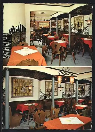 AK Assmannshausen am Rhein, Gaststätte Schuster, Innenansichten, Bahnhofstrasse 14