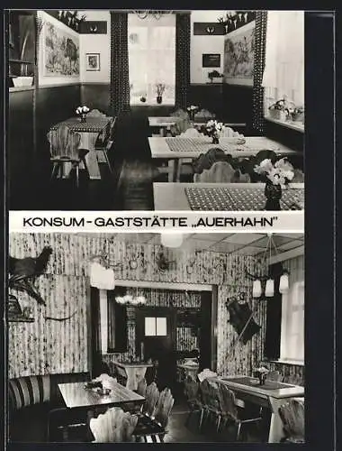 AK Rohrbach /Rudolstadt, Konsum-Gaststätte Auerhahn, Speiseräume