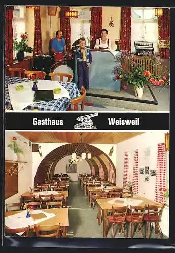AK Weisweil / Baden, Gasthaus Kanone, Innenansichten