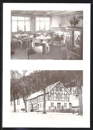 AK Glesse über Hameln, Gasthaus Grüner Jäger im Winter, Innenansicht