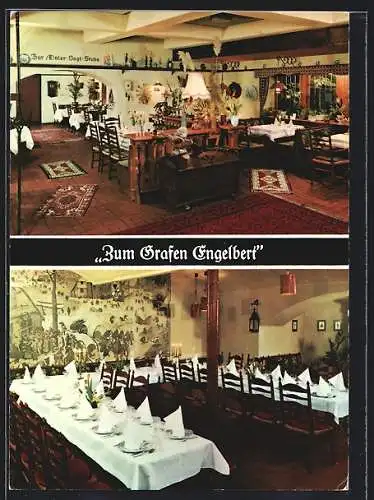 AK Iserlohn, Restaurant-Hotel Zum Grafen Engelbert, Innenansichten