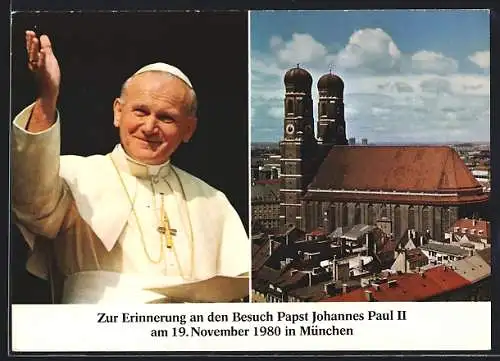 AK München, Frauenkirche und Papst Johannes Paul II.
