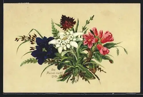 AK Edelweiss und weitere Blumen im Strauss