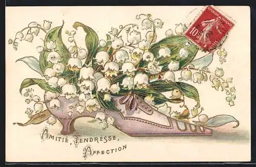 AK Maiglöckchen in einem Schuh