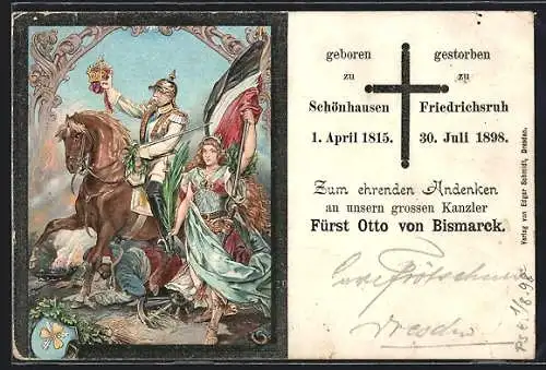 Lithographie Zum ehrenden Andenken unseres gr. Kanzlers Fürst Otto von Bismarck