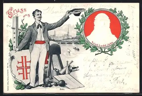 AK Hamburg-Stellingen, Turnerfest 1899, Portrait von Turnvater Jahn