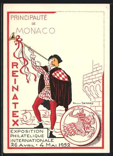 Künstler-AK Monaco, Exposition Philatelique Internationale 1952