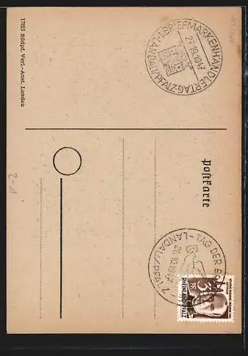 AK Landau /Pfalz, 1. Pfälzischer Briefmarkenhändlertag in der städtischen Festhalle 1947