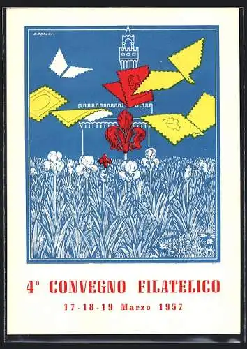 Künstler-AK 4. Convegno Filatelico 1957
