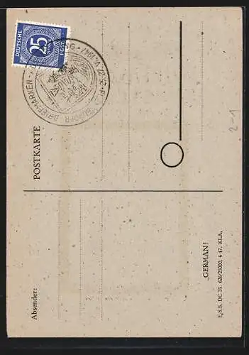 AK Flensburg, Briefmarkenausstellung 1947, Fachgemeinschaft Briefmarken Schleswig-Holstein