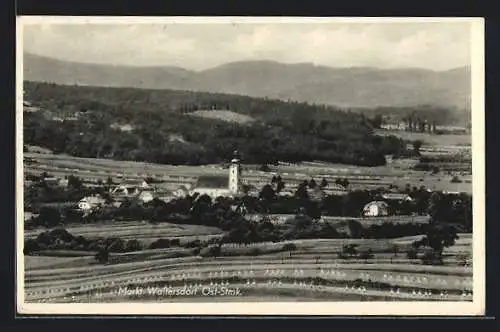 AK Waltersdorf, Gesamtansicht mit Umgebung und Bergpanorama