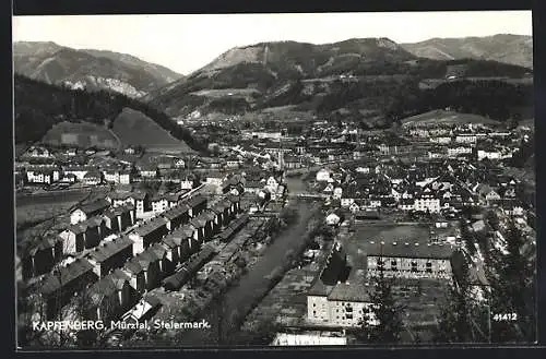 AK Kapfenberg, Ortsansicht mit Brücke und Blick in die Berge