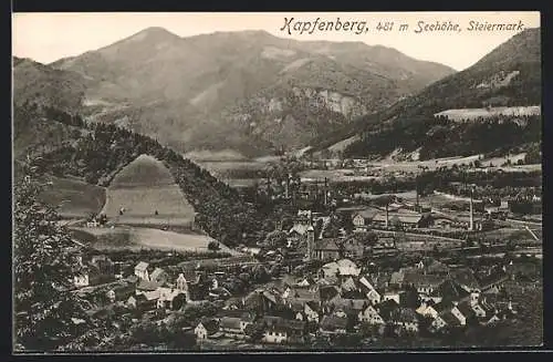 AK Kapfenberg, Ortsansicht mit Bergblick
