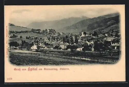 AK Spital am Semmering, Gesamtansicht mit Blick in die Berge