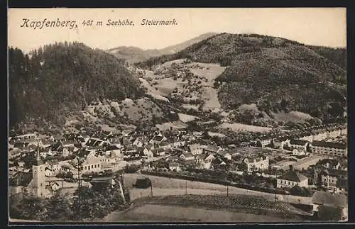AK Kapfenberg, Totalansicht mit Bergblick