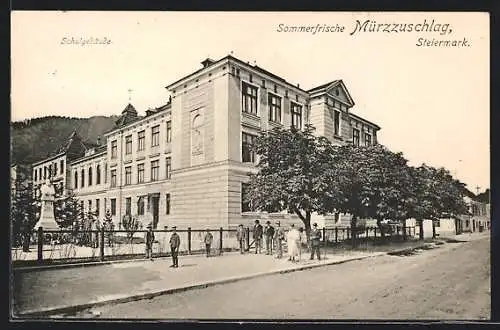 AK Mürzzuschlag, Strassenpartie an der Schule