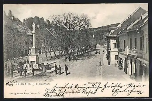 AK Neumarkt, Oberer Platz mit Säulendenkmal aus der Vogelschau