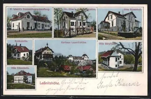 AK Lassnitzhöhe, Kurhaus, Villa Elisenheim, P. Walchs Gemischtwarenhandlung