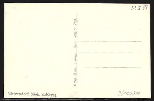 Foto-AK Mitterndorf, Strassenpartie mit Gasthof Kolperer und Kirchturm