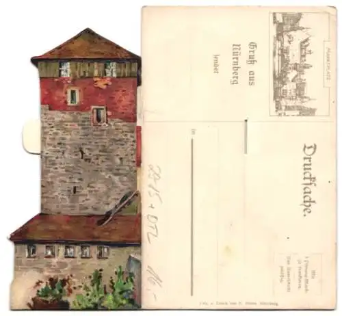 Mechanische-AK Nürnberg, Fünfeckiger Turm mit Kuginsland und Kaiserstallung, Kultur- u. Kriminalmuseum