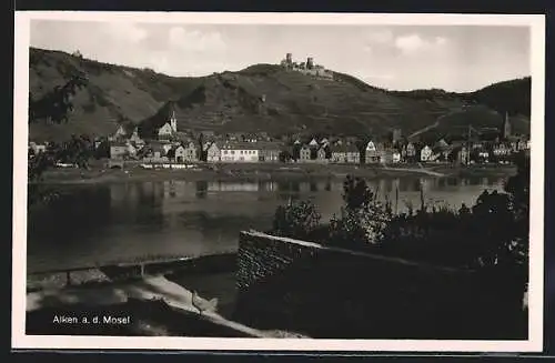 AK Alken a. d. Mosel, Ortsansicht mit Burgruine