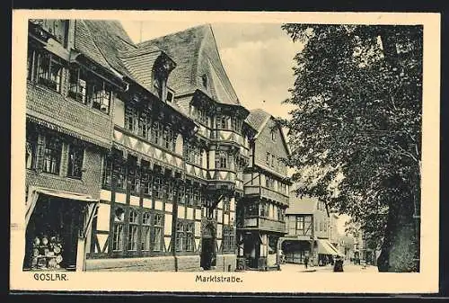 AK Goslar, Altes Fachwerkhaus an der Marktstrasse