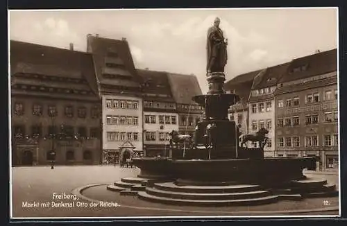 AK Freiberg / Sachsen, Markt mit Denkmal Ottos des Reichen, Ratskeller