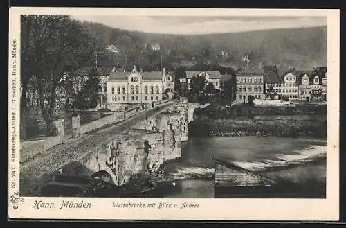 AK Hann Münden, Werrabrücke mit Blick a. Andree