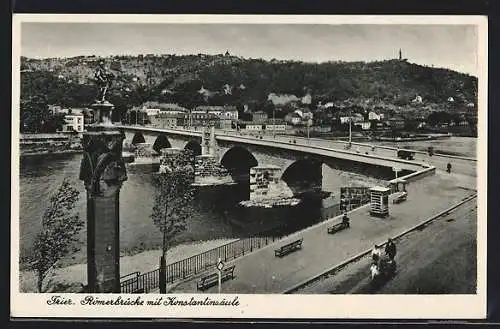 AK Trier, Römerbrücke mit Konstantinsäule