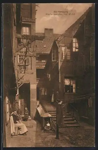 AK Alt-Hamburg, Alltag in der Niedernstrasse, Hof 61-62