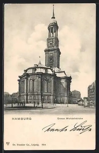 AK Hamburg-Neustadt, Grosse Michaeliskirche mit Vorplatz