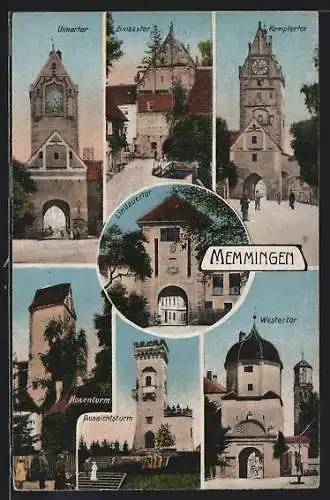 AK Memmingen, Ulmertor, Hexenturm, Lindauertor