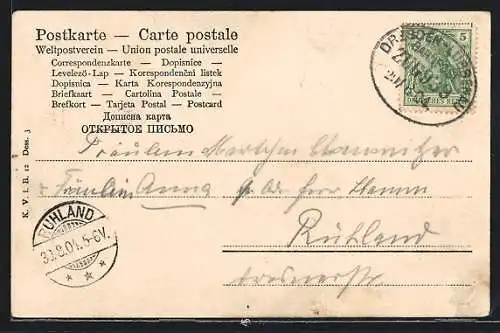 AK Bahnpoststempel Dresden-Lübbenau, Zug 939