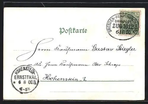 AK Bahnpoststempel Dresden-Reichenbach /Vgtl., Zug 1012