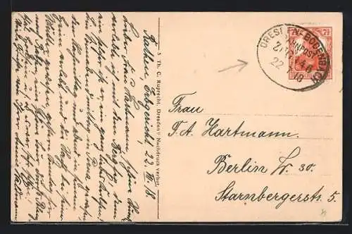 AK Bahnpoststempel Dresden-Bodenbach, Zug 446