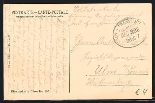 AK Bahnpoststempel Köln-Frankfurt, Zug 306