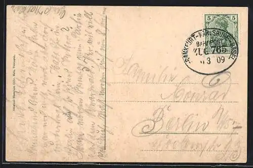 AK Bahnpoststempel Frankfurt-Karlsruhe-Basel, Zug 765