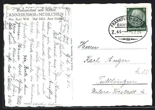 AK Bahnpoststempel Frankfurt-Basel, Zug 44