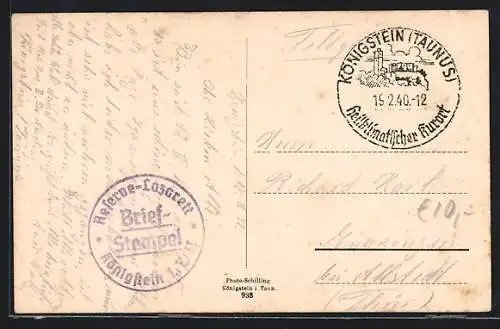 AK Lazarettstempel Reserve-Lazarett Königstein i. T. II