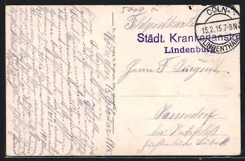 AK Lazarettstempel Städt. Krankenanstalt Lindenburg