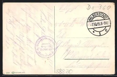 AK Lazarettstempel Reservelazarett Halberstadt, Hilfs-Lazarett, Baracken