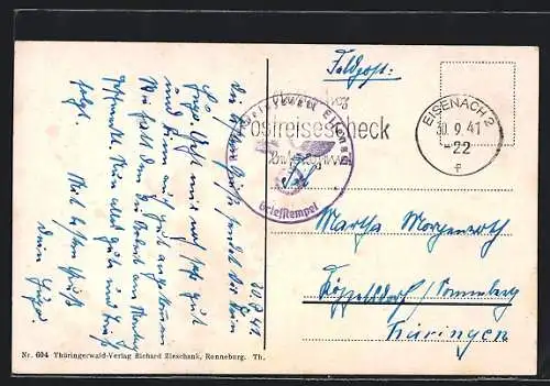 AK Lazarettstempel Reservelazarett Eisenach