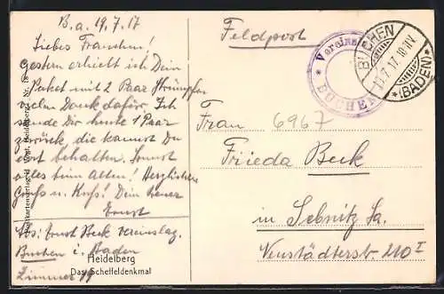 AK Lazarettstempel Vereinslazarett Buchen